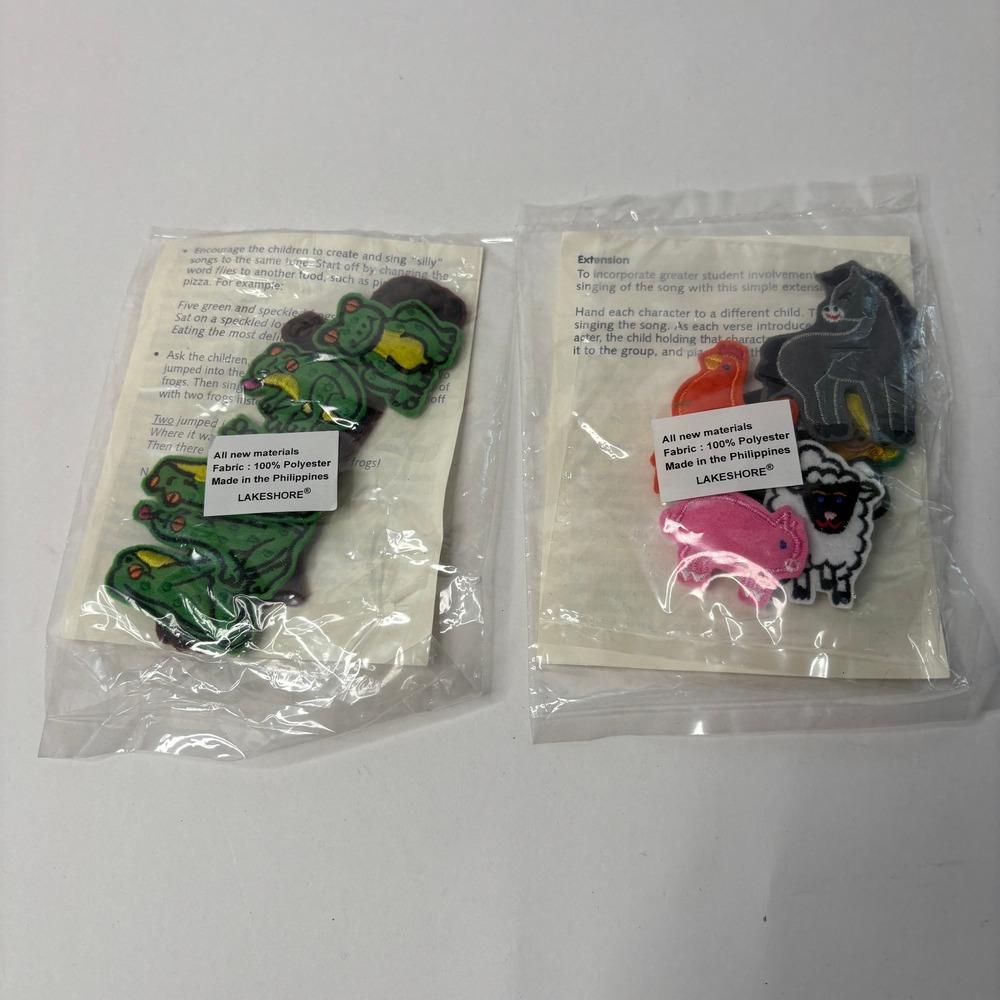 Lakeshore Five Green Speckled Frogs & Old MacDonald Glove Puppet Set Lot 2005